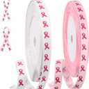 2 Rolls 60 Yards Total Breast Cancer Awareness Ribbon Pink Craft 3/8 Inch Thin Grosgrain Ribbon Breast Cancer Decorative Fabric Hair for Wrapping DIY Bow Making Supplies