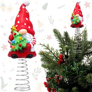Gejoy Gnome Miniature Christmas Tree Topper 5.1 Inches Mini Resin Gnome Xmas Tree Topper Decorations for Christmas Holiday Party Supplies Home Office Decor