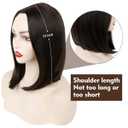 MIMAN 14 Inch Shoulder Length Dark Brown Straight Bob Wigs Synthetic Medium Length Bob Hair Replacement Wig Halloween Costume Wigs for Women
