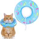 Cat Cone Collar Adjustable Cat Recovery Collar Soft Cone Cute Cats Collars After Surgery Kitten Recovery Cones to Stop Licking Pet Elizabethan Collars for Cats Kittens and PuppiesBlue