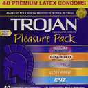 2 x Trojan Pleasure Pack Lubricated Condoms Variety Pack (80 Condoms)