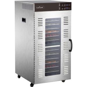 NutriChef Commercial Electric Food Dehydrator Machine | 20 Shelf Extra Large Capacity - Stainless Steel Trays | 2000-Watts, Digital Timer & Temperature Control | 18.11'' x 15.75'' x 31.89'' IN