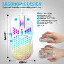 Techsea Honeycomb Wired Gaming Mouse with RGB On/Off Switch, 7200 Adjustable DPI, Ergonomic Lightweight Design & High Precision Sensor for PC/Mac Gamers (White)