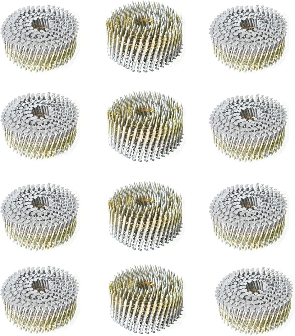 3600 Count Siding Nails 15 Degree 2-1/2 Inch x .092 Inch Collated Wire Coil Full Round Head Ring Shank Hot-Dipped Galvanized