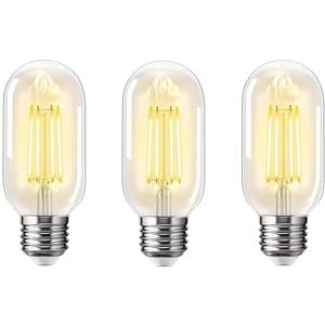 E26 LED Light Bulb 4W,Equivalent 40W,E26 Tubular Light Bulb Non Dimmable 2700K Warm White,Antique Clear Edison Filament Bulb,Pack of 3