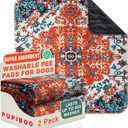 PUPIBOO Washable Pee Pads for Dogs and Cats - Super Absorbent Reusable Puppy Training Pads - 100% Waterproof, Leak-Proof & Non-Slip Whelping Pads for Pet Housebreaking (54 X 54 Inch (Pack of 2), Colorful Medallion)
