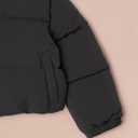 Amazon Essentials Girl's Cropped Full-Zip Puffer Jacket (Quilted Matte or Sherpa Fleece) (Large, Black)