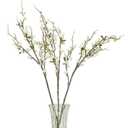 3Pcs Artificial Plum Blossom Fake Silk Cherry Blossom Branches Flowers for Tall Vases, Faux Long Stems Wintersweets Arrangement for Wedding Home Office Bedroom Spring Party Decor (White)