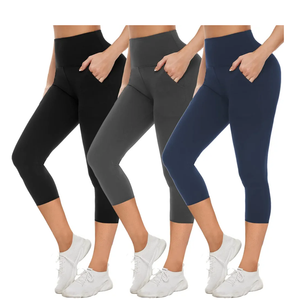 NEW YOUNG 3 Pack Leggings with Pockets for Women,High Waisted Tummy Control Workout Yoga Pants(L-XL)