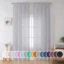 OWENIE Sheer Curtains 96 inches Long for Bedroom Living Room, Solid Light Gray Soft Fimly Sheer Curtains with Rod Pocket Top, Light Filtering Voile Sheer Farmhouse Curtains, 42Wx96L inch