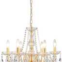 Crystal Chandelier Light Fixture, Modern K9 Crystal Chandeliers for Dining Room, 6-Lights Gold Ceiling Light, Adjustable Hanging Pendant Light Fixture for Living Room Entryway Kitchen Island Hallway, 27" High 22" Wide