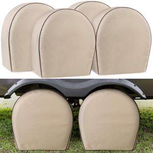 Leader Accessories 4-Pack Tire Covers - Heavy Duty Wheel Protectors for Truck, SUV, Jeep, Camper, Trailer, RV - Waterproof 600D Oxford - Universal Fits 32"-34.5" Diameter, Tan