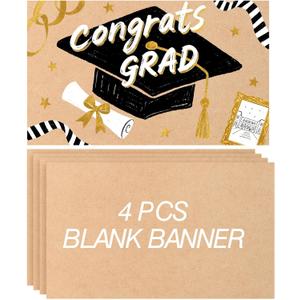 Tatuo 4 Pcs 24" x 36" Large Blank Brown Paper Banners for 2026 Graduation Crafts Decoration 120gsm Thick Kraft Paper Banner for Display Wall Signs Painting Birthday Wedding Summer Party Decor