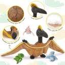 MaoGoLan 4 Pcs Pterodactyl Stuffed Animal with 3 Babies Inside Belly, 37 inch Pterodactyl Plush for Kids Giant Dinosaur Toy Dino Squad Party Favors Decorations Christmas (Pteranodon Families)