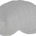 AHHFSMEI Round Braided Placemats 15 Inch Round Table Mats for Dining Tables Natural Woven Heat Resistant Place mats Set of 6 (Grey B)