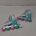 Nattork Kids Inline Skates Butterfly and Flower for Boys Girls Kids, 4 Sizes Adjustable Quad Skates with All Light up Wheels - Birthday Gift for Indoor Outdoor Sports (Small(10C-13C), Teal)