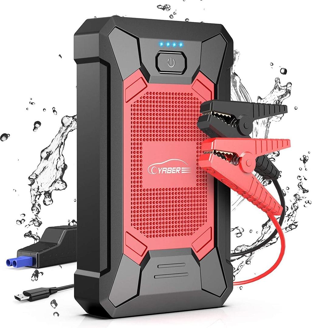 YABER Car Battery Jump Starter 4000A Portable Car Jump Starter Pack (7.0L Gas/5.5L Diesel) 12V Jump Box Battery Jumper Starter Portable with Smart Safety Jumper Cables, LED Flashlight, Compact