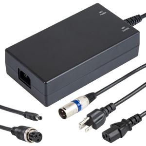 24V 5A Rapid Battery Charger (3-pin XLR Connector) with 3 Universal sockets Lithium Smart Auto Battery Charger for Wheelchairs & Scooters (100-240V Input)