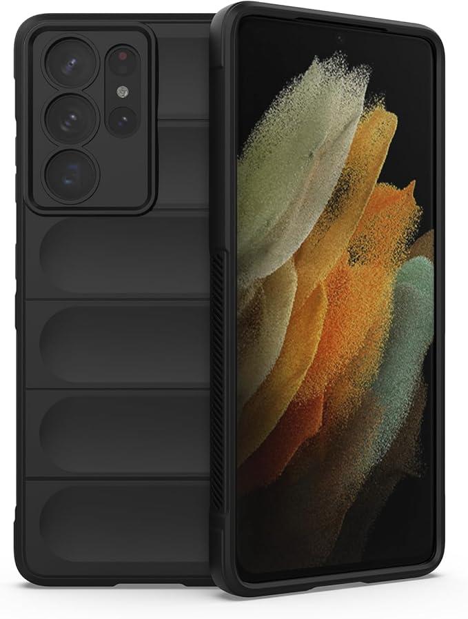 Case for Samsung S21 Ultra Galaxy S21 Ultra,Soft Silicone,FlockingLined Interior,Air Cushion 360° Shockproof,Protective Phone Cover for Samsung Galaxy S21 Ultra,Black