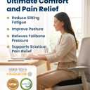 Memory Foam Seat Cushion for Office Chair Seat Cushions for Long Sitting Tailbone Pain Relief Anti-Slip Bottom & Removable Leather Cover for Car Gaming Work