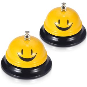 EMDMAK Call Bell, Service Bell for The Porter Kitchen Restaurant Bar Classic Concierge Hotel (3.35 Inch Diameter) (2 Pack)(Yellow)