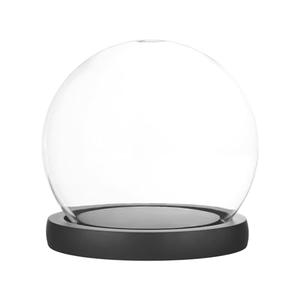 M METERXITY Cloche Glass Dome, D4.7In Ball Jar with Wooden Base for DIY Snow Globes/Small Plants/Flowers/Candles/Models/Souvenirs, Glass Display Case [Black]