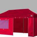 Eurmax USA Full Zippered Walls for 10 x 20 Easy Pop Up Canopy Tent,Enclosure Sidewall Kit with Roller Up Mesh Window and Door 4 Walls ONLY,NOT Including Frame and Top（Red）