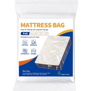 Mattress Bag for Moving Storage - Plastic Waterproof Mattress Protector Cover,Heavy-Duty Mattress Moving Supplies (1, Full)