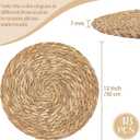 Aneco 48 Pack 12-Inch Round Woven Placemats Natural Hand-Woven Boho Rattan Wicker Bulrush Placemat Farmhouse Rustic Braided Table Mats for Dining & Kitchen Decor