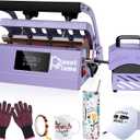 Tumbler and Hat Heat Press Machine, 2-in-1 Combo Machine for Cup and Cap with Gloves and High Temp Heat Resistant Tape for 11oz-30oz Sublimation Tumbler and All Caps, Purple