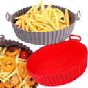 4Pack Air Fryer Silicone Liners Pot Reusable Non-Stick Liners Air Fryer Basket Bowl Fit 3-5QT Air fryer Baking Replacement of Flammable Parchment Paper(Round, 6.5 Inch)