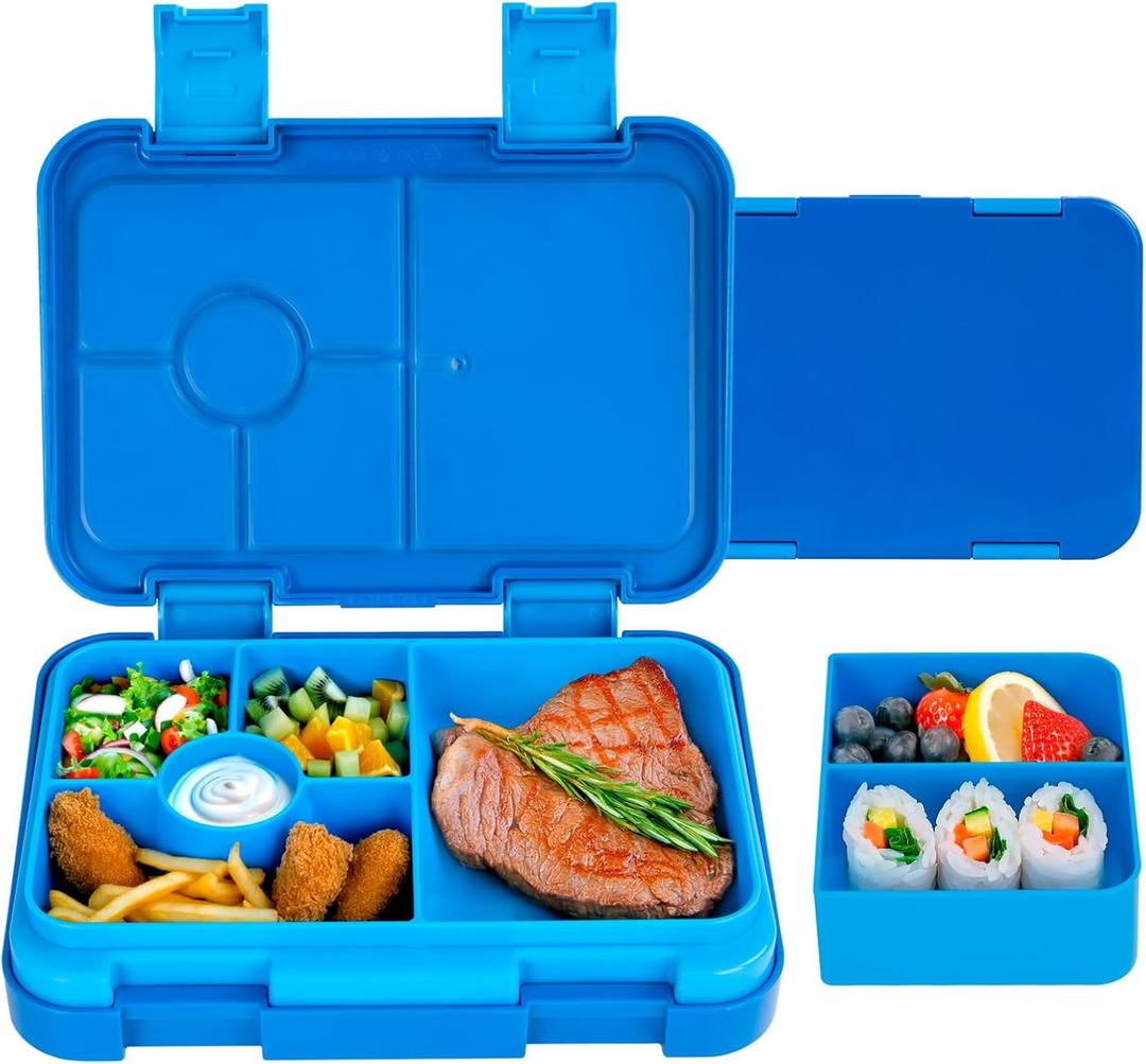 Bento Box for Kids & Toddlers, Leak-Proof Lunch Box with 5/6 Compartments - Back to School, Snack Containers for On-the-Go Meal, Made with Safe BPA-Free Material