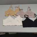 DEANGELMON V Neck Bra Padded Seamless Adjustable Straps Bralettes Everyday Basic Sleeping Bras Multiple Pack (Medium, Black, Apricot, Purple, Nude)