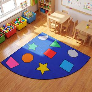 Drydiet Classroom Rug Elementary Educational Daycare Rug 6.6X 6.6 ft Large Preschool Carpet for Classroom Grouptime Shapes Playmat for Nursery School Early Learning