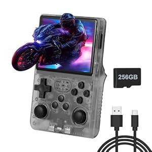 R40S Pro Handheld Game Console, Over 30,000 Pre-Installed Games, More Than 20 Retro Emulator Systems, 3.5 inch IPS Full-View HD Screen256GB 