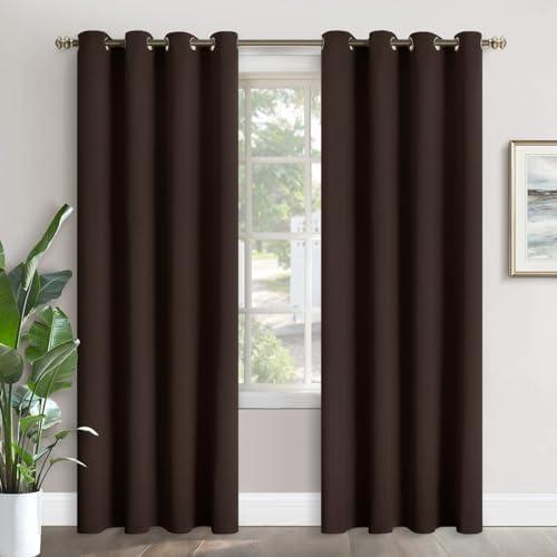 YoungsTex Brown Blackout Curtains 90 Inches Length - Thermal Insulated Drapes with Grommet Room Darkening Window Treatments for Living Room Bedroom, 1 Panel, 52 x 90 Inch