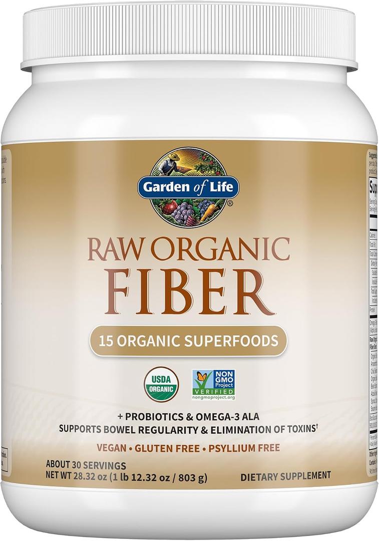 Garden of Life Raw Fiber, Organic Unflavored Fiber Powder, 30 Servings (EXP 06/05/26)