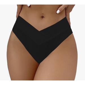 Leoparts Women's V Cut High Waisted Bikini Bottom Ribbed High Cut Cheeky Swimsuit Bathing Suit Bottoms Black S