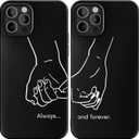 Black Matching Phone Case Compatible with - iPhone 15 Pro - for Couples Matte Cover Cute Pinky Promise Holding Hands Anniversary Valentine's Day for Him Her Girlfriend Boyfriend Birthday GF BF (Left)