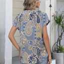 Zeagoo Button Down Shirts for Women Short Sleeve Tops V Neck Collar Blouses Business Casual Outfits S-2XL (L)