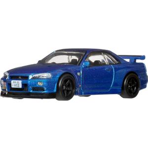 Hot Wheels Premium Car Culture Collectible Toy Car, 1:64 Scale Die-Cast Nissan Skyline R34 GTR, Timeless Icons Vehicle with Real Riders Tires