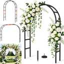 Thickened Rustproof Garden Arch Metal Trellis for Climbing Plants Outdoor, Wedding Arch Garden Arbor Frame Archway 4.9 x8.1 or 7.9 x6.7Ft Flower Arches for Bridal Party Decoration (Black)