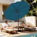 MEWAY 9ft Patio Umbrella Outdoor Table Umbrellas with Push Button Tilt and Crank, Market Umbrella 8 Sturdy Ribs for Deck, Garden, Pool and Backyard, Lake Blue