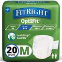 FitRight Ultra Absorbency Adult Diapers, FSA/HSA Eligible, 20 Count, Waist Size 32"-44", M, Incontinence Briefs for Men and Women, Disposable, Moisture Wicking, Leak Protection