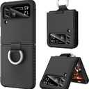 BENTOBEN Galaxy Z Flip 3 5G Case, Heavy Duty 2-in-1 Shockproof Protection, Rugged Cover with Ring, 6.7" Screen, Black