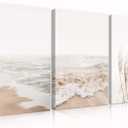 HDXUFJQ Neutral Beach Coastal Canvas Wall Art Beach Boho Botanical Pampas Grass Wall Decor Minimalist Nature Landscape Pictures Painting Summer Ocean Prints Waves Artwork(16"x24") (reeds)