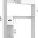 Over The Toilet Storage Cabinet with Sliding Door, 31.5" W Over Toilet Bathroom Organizer with Adjustable Shelves & Toilet Paper Holder, Space Saver Cabinet for Bathroom, White