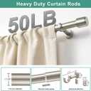 Heavy Duty Curtain Rods, 1 1/8 Inch Diameter Curtain Rod for Window 36-72Inch(3-6ft), Telescoping Large Single Drapery Rod with Modern Cap Finials and Adjustable Brackets, Brushed Nickel