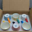 Ceramic Coffee Mugs Set - 16 Oz Large Porcelain Tea Cups with Handle for Men Women Cappuccino Latte Cocoa - Microwave Dishwasher Safe - Christmas Housewarming Gift - Set of 6 - Assorted Colors