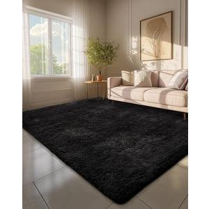 Ophanie 6x9 Black Rugs for Living Room, LargeFluffy Shag Fuzzy Plush Soft Living Room Area Rugs, Floor Shaggy Carpets for Bedroom, Carpet for Kids Boys Girls Dorm Nursery Home Decor Aesthetic